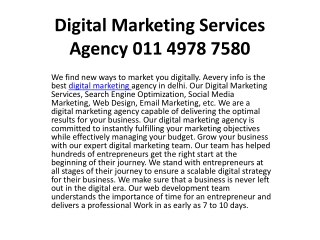 Digital Marketing Services Agency 011 4978 7580