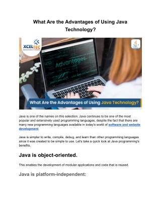 What are the Advantages of Using Java Technology?