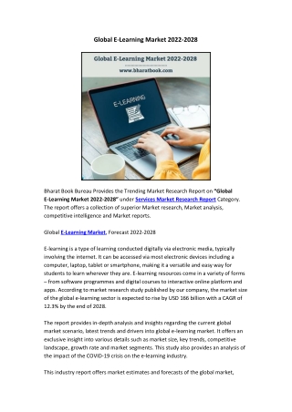 Global E-Learning Market 2022-2028