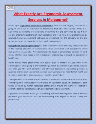 What Exactly Are Ergonomic Assessment Services in Melbourne