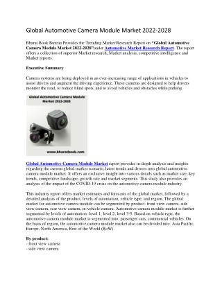 Global Automotive Camera Module Market 2022-2028