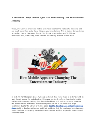 7 Incredible Ways Mobile Apps Are Transforming the Entertainment Industry - Google Docs