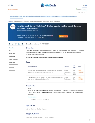 Hospital and Internal Medicine A Clinical Update and Review eMedEvents