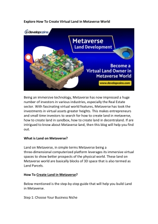 How To Create Land in Metaverse