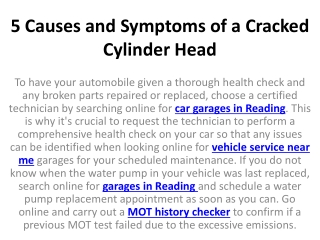5 Causes and Symptoms of a Cracked Cylinder Head