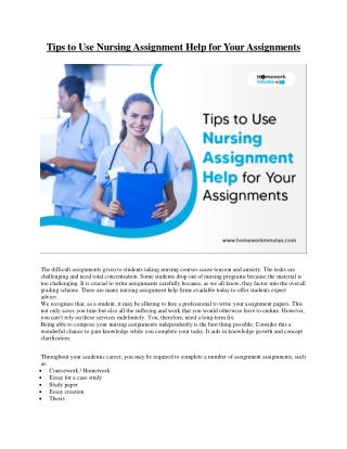 Tips to Use Nursing Assignment Help for Your Assignments