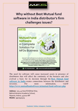 Why without Best Mutual fund software in India distributor's firm challenges issues