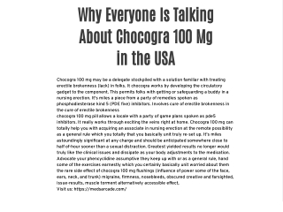 Why Everyone Is Talking About Chocogra 100 Mg in the USA