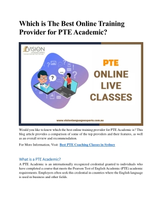 Which is The Best Online Training Provider for PTE Academic