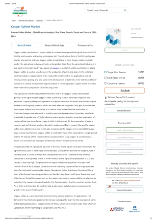 Copper Sulfate Market - Global Industry Analysis 2024