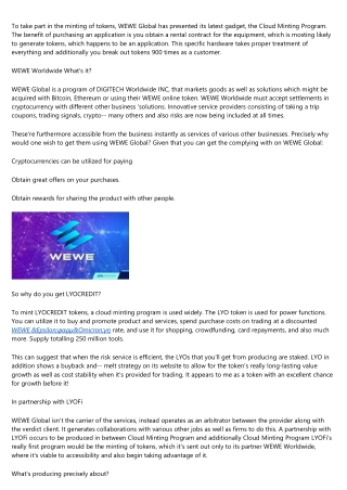 So You've Bought WEWE LYOPAY ... Now What?