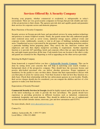 Services Offered By A Security Company