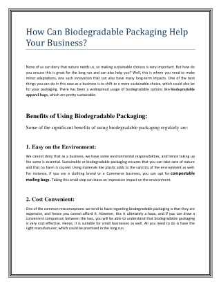 How Can Biodegradable Packaging Help Your Business