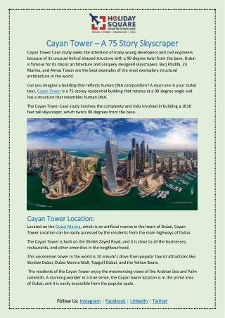 Cayan Tower A 75 Story Skyscraper
