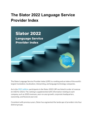 The Slator 2022 Language Service Provider Index