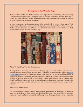 Buying Guide For Oriental Rugs