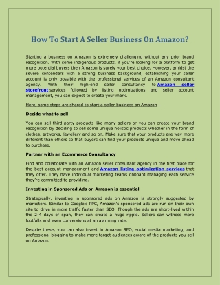 How To Start A Seller Business On Amazon?