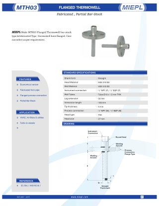 MTH03 Flanged Thermowell - Fabricated, Partial Bar-stock | MIEPL