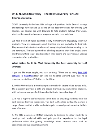 Best LLM college in Rajasthan