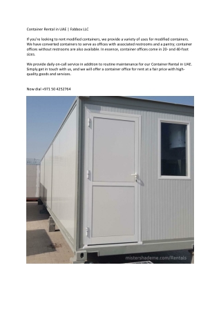 Container Rental in UAE