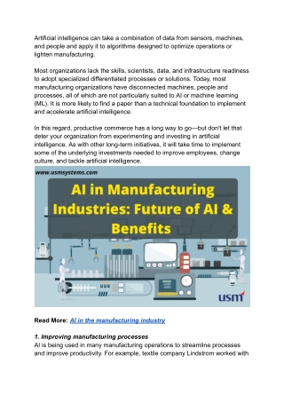 AI in Manufacturing Industries_ Future of AI & Benefits