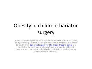 Obesity in children