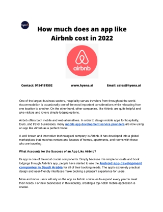 Cost to make an app like Airbnb