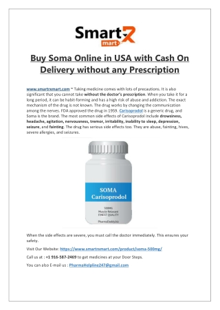 Buy Carisoprodol 350mg Online || Soma Cash on Delivery @Cheap price