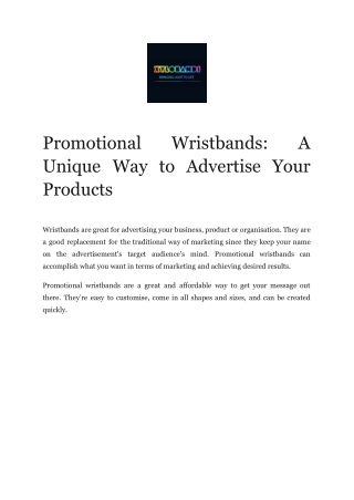 Promotional Wristbands: A Unique Way to Advertise Your Products