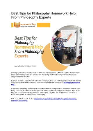 Best Tips for Philosophy Homework Help From Philosophy Experts