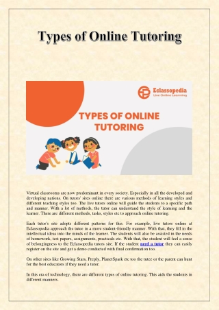 Types of Online Tutoring