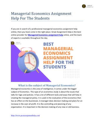 Managerial Economics Assignment Help For The Students