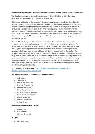Microarray Analysis Market