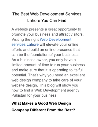 The Best Web Development Services Lahore You Can Find