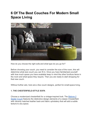 6 Of The Best Couches For Modern Small Space Living