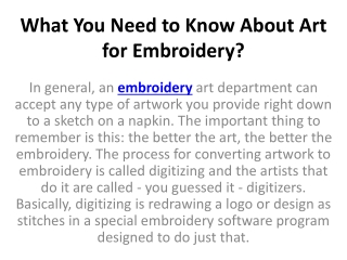 What You Need to Know About Art for Embroidery?