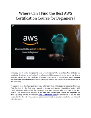 Where can I find the best AWS Certification Course for Beginners