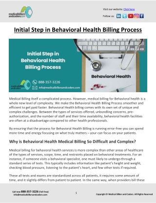 Initial Step in Behavioral Health Billing Process