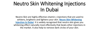 Neutro Skin Whitening Injection In Dubai