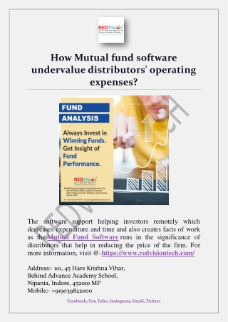 How Mutual fund software undervalue distributors' operating expenses