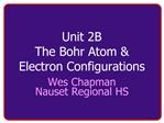 Unit 2B The Bohr Atom Electron Configurations