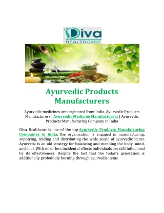 Ayurvedic Products Manufacturers
