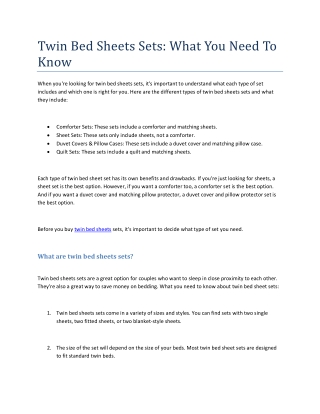 Twin Bed Sheets Sets: What You Need To Know