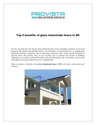 Top 5 benefits of glass balustrade fence in NZ