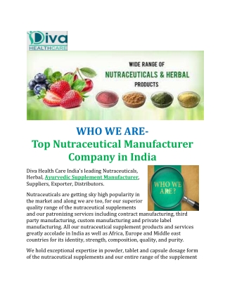 Nutraceutical Manufacturer