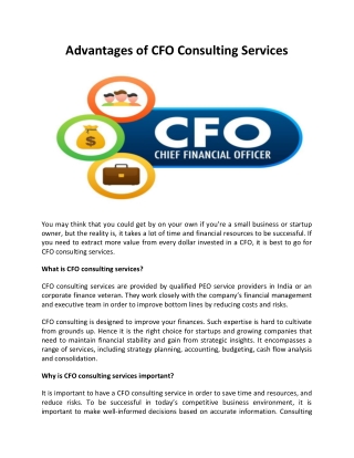 Advantages of CFO Consulting Services