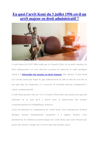 En quoi consiste l’arrêt Koné du 3 juillet 1996 ?