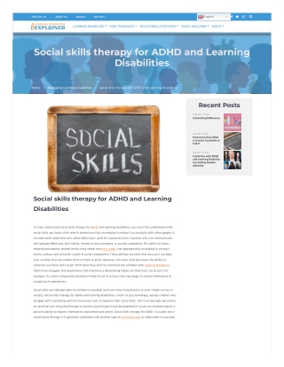 Social Skills therapy for ADHD learning disability- LDExplained