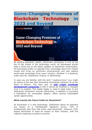 Game-Changing Promises of Blockchain Technology in 2023 and Beyond