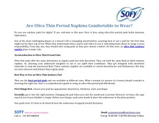 Are Ultra Thin Period Napkins Comfortable to Wear?